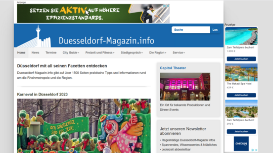Die Homepage von Duesseldorf-magazin.info.