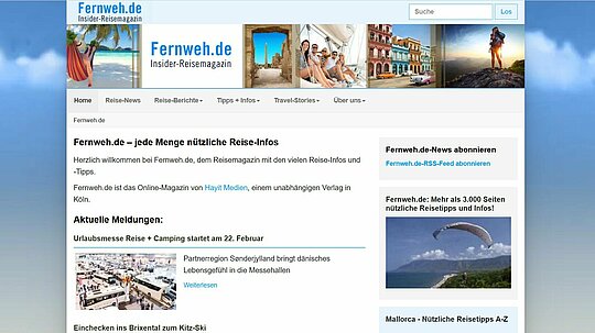 Homepage von Fernweh.de.
