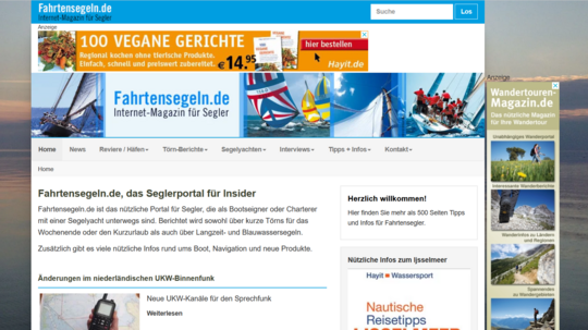 Die Homepage von Fahrtensegeln.de.