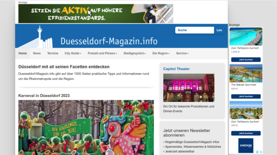 Die Homepage von Duesseldorf-Magazin.info. 