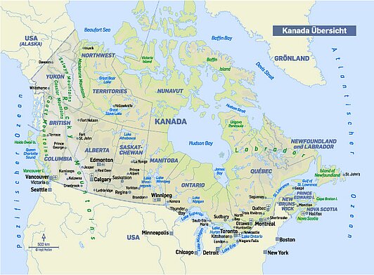 Karte Auswandern nach Kanada
